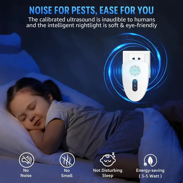 Alt view image 7 of 7 - 2026 Upgraded Ultrasonic Pest Control Repeller, Mouse Repellent Indoor for Spider Bugs Roach Ant Mosquito Rat Mice Insect Deterrent, Mouse Rodent Repellent Ultrasonic Plug in, 3 Mode Switching, 6 Pack