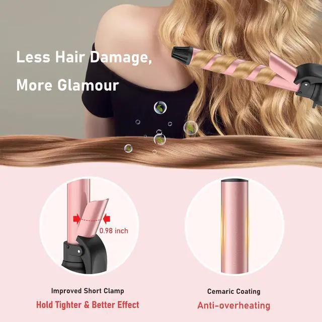 Alt view image 4 of 6 - _Mega Brand Rotating Curling Iron 1 Inch - Automatic Hair Curler Dual Voltage for All Hair Type, Fast & Effortless Auto Curling Wand with Fast Heating LCD Display 250°F-450°F for Lasting Beach Waves