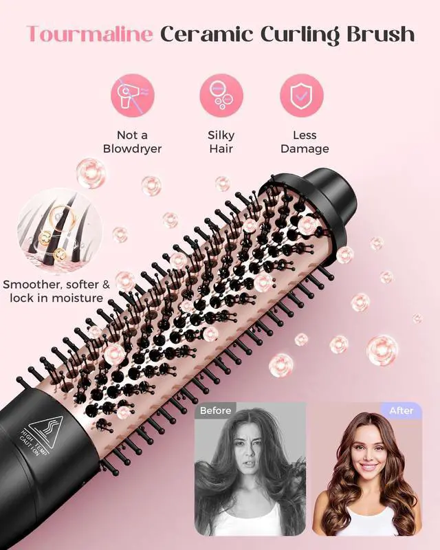 Alt view image 4 of 7 - Hoygi 5 in 1 Curling Iron with Thermal Brush and 4 Interchangeable Ceramic Barrels(1/2 to 1 1/2 inch), Curling Wand Set with Flat Iron, Fast Heating, Dual Voltage Hair Curler, Gifts for Women