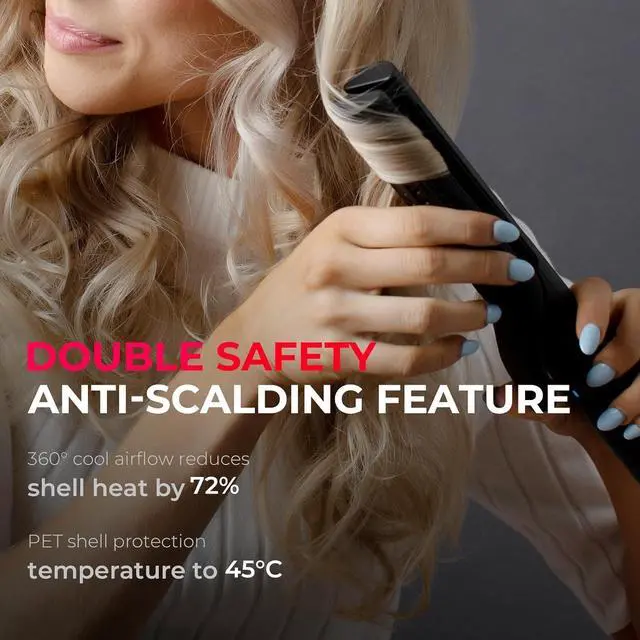 Alt view image 4 of 7 - Airflow 2.0 Curling Iron Flat Iron - Hair Straightener and Curler 2 in 1, 1.25 Inch Curling Wand for Long Short Hair, Dual Voltage for Travel, 54 Million Ionic, Anti-Tangle, 5 Temps, Black