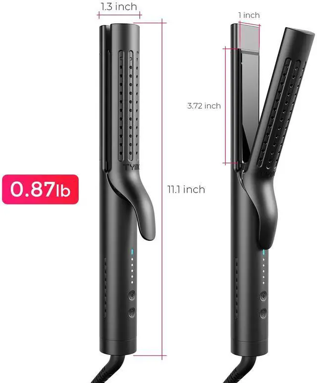 Alt view image 7 of 7 - Airflow 2.0 Curling Iron Flat Iron - Hair Straightener and Curler 2 in 1, 1.25 Inch Curling Wand for Long Short Hair, Dual Voltage for Travel, 54 Million Ionic, Anti-Tangle, 5 Temps, Black