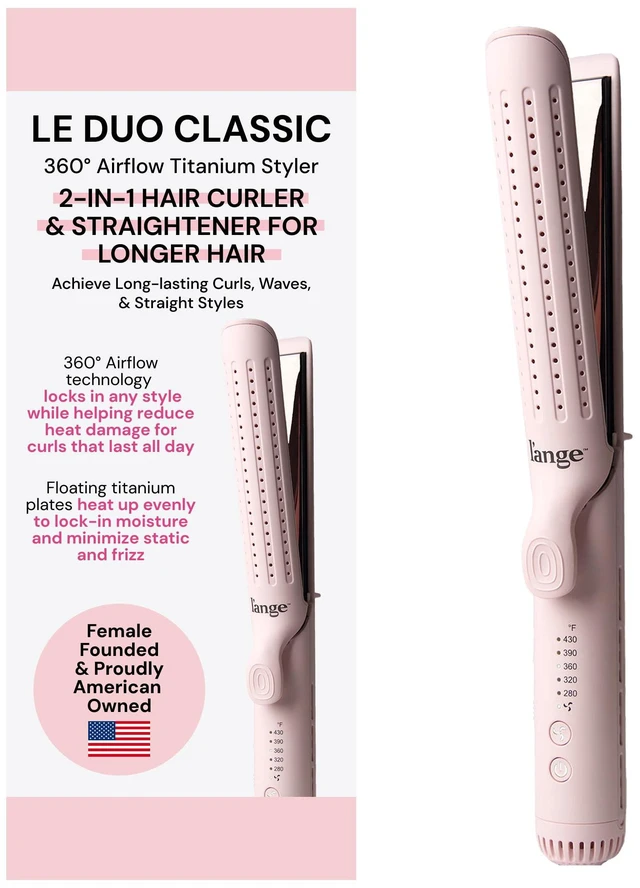 Main image of Le Duo Grande 360° Airflow Styler | Curl & Straighten with One Tool | 5.3" Snag-Free Titanium Plates | Cooling Air Vents to Set Curls | Adjustable Temp & Auto Shut-Off | Blush