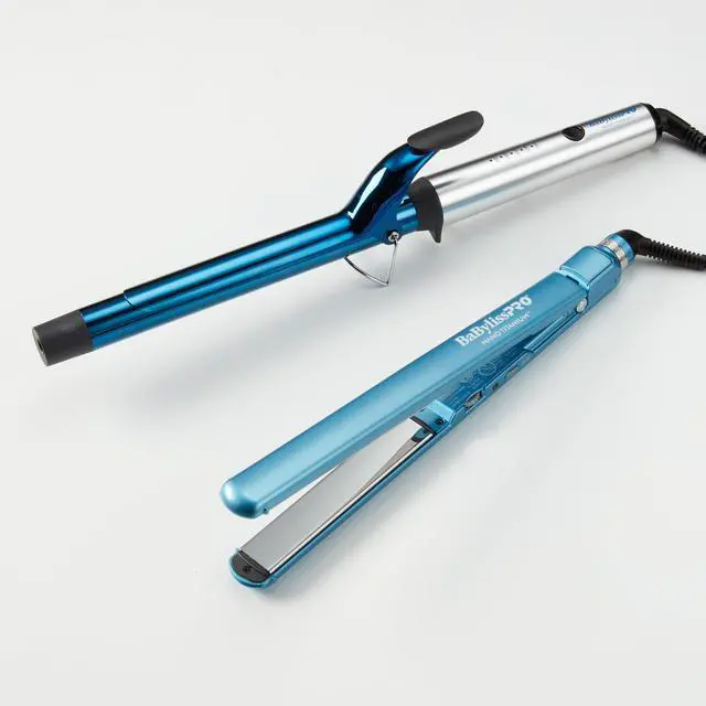 Main image of _Mega Brand Nano Titanium Ultra-Thin 1-Inch Flat Iron Hair Straightener and 1-Inch Extended- Barrel Nano Titanium Curling Iron Set, 5-Inch Extended Plates for Faster Straightening, for All Hair Types
