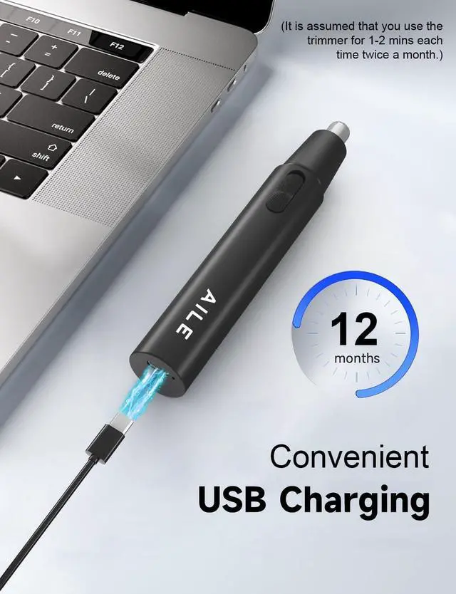 Alt view image 6 of 7 - _Mega Brand Nose and Ear Hair Trimmer for Men - 12000 RPM - USB Rechargeable - Professional Painless - Eyebrow Hair Clipper - 360 Roating Dual-Blades - Waterproof Nose Clippers for Easy Cleansing