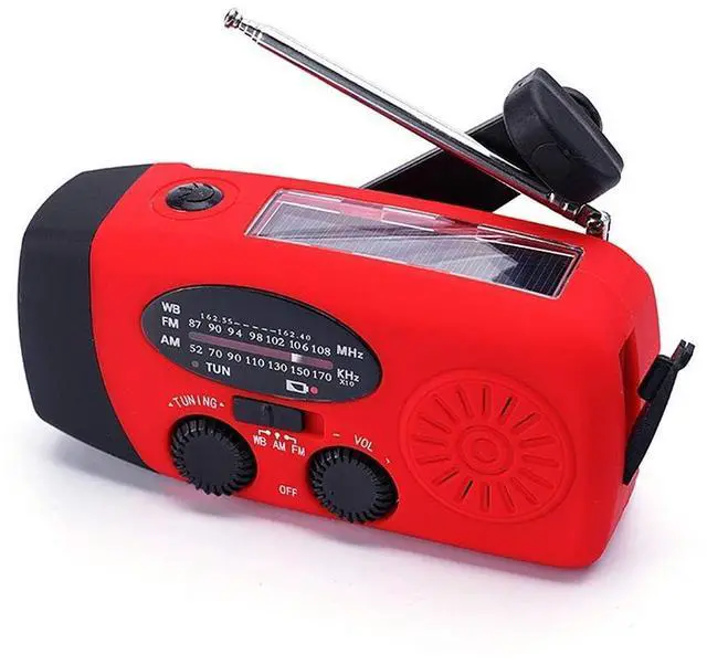 Alt view image 2 of 6 - _Mega Brand FM/AM/NOAA Weather Radio Hand Crank Self Powered Solar Portable Mini Emergency Survival Radios with 3 LED Super Bright Flashlight 2000mah Battery Operated Power Smart Phone Charger,SOS