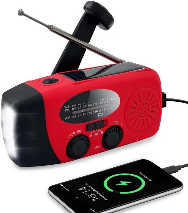 Main image of _Mega Brand Emergency Weather Radio AM/FM/NOAA with 2000mAh, Portable Hand Crank Radio with Phone Charger, USB Charged, 3 LED Flashlight, Emergency Battery Radio with SOS for Indoor/Outdoor Emergency