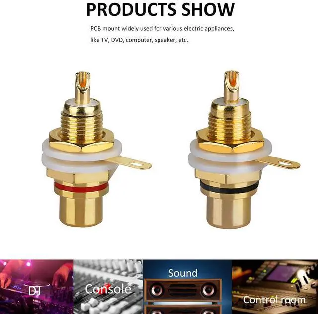 Alt view image 3 of 5 - _Mega Brand 20Pcs Audio Terminal Jack Panel Mount RCA Lotus Head Welding Female Socket Connector (10Pcs Black + 10Pcs Red)