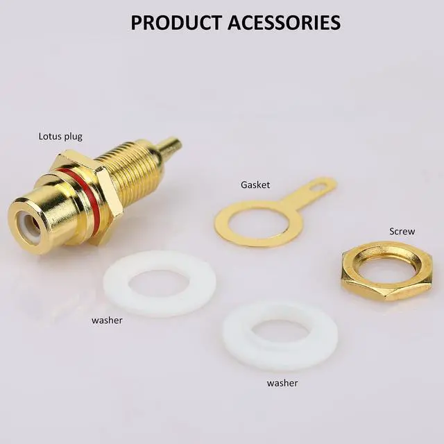 Alt view image 5 of 5 - _Mega Brand 20Pcs Audio Terminal Jack Panel Mount RCA Lotus Head Welding Female Socket Connector (10Pcs Black + 10Pcs Red)