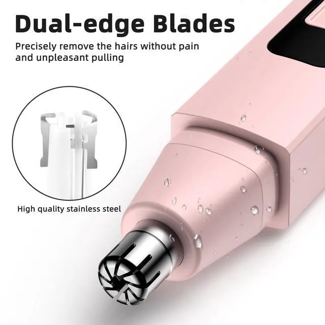 Alt view image 2 of 7 - Nose Hair Trimmer Rechargeable Cordless Painless Ear Eyebrow Trimming Tool Dual Edge Blades Razor Easy Cleansing with LED Light for Man Woman