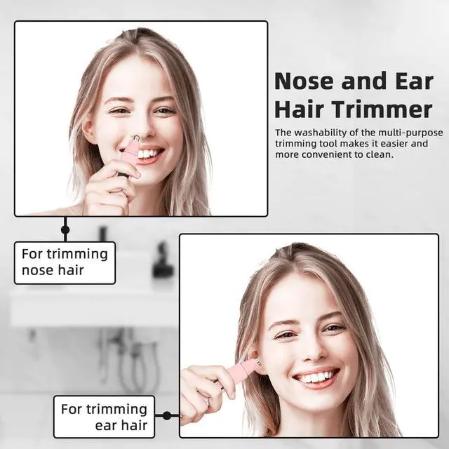 Alt view image 3 of 7 - Nose Hair Trimmer Rechargeable Cordless Painless Ear Eyebrow Trimming Tool Dual Edge Blades Razor Easy Cleansing with LED Light for Man Woman