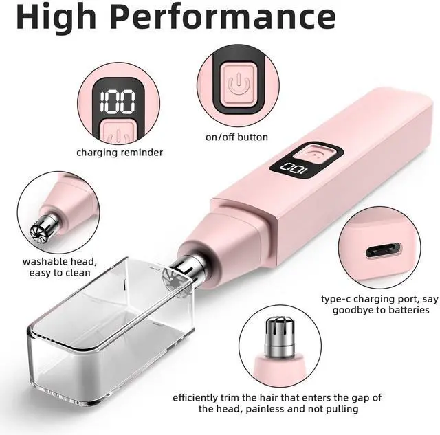 Alt view image 6 of 7 - Nose Hair Trimmer Rechargeable Cordless Painless Ear Eyebrow Trimming Tool Dual Edge Blades Razor Easy Cleansing with LED Light for Man Woman