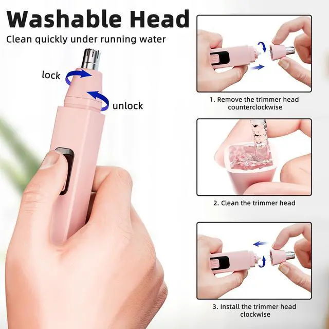 Alt view image 5 of 7 - Nose Hair Trimmer Rechargeable Cordless Painless Ear Eyebrow Trimming Tool Dual Edge Blades Razor Easy Cleansing with LED Light for Man Woman