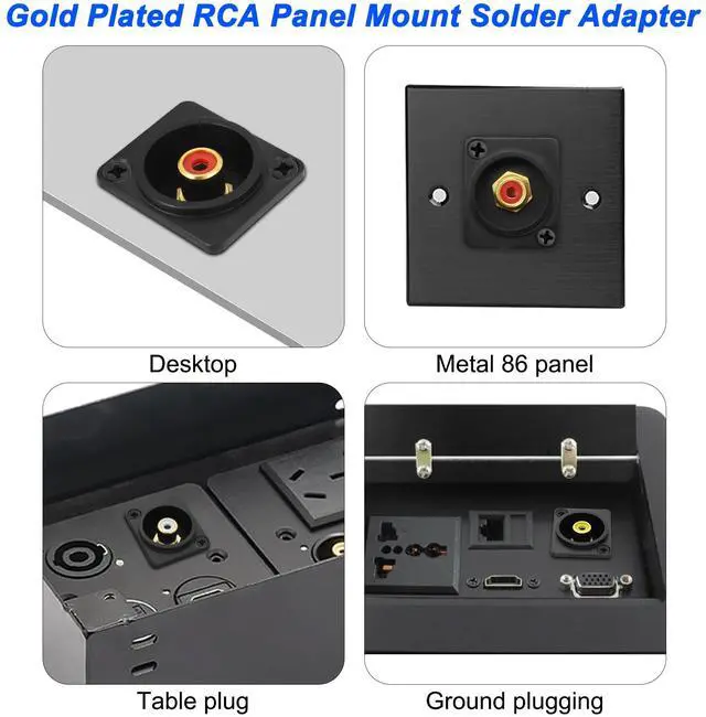 Alt view image 6 of 7 - _Mega Brand D-Type RCA Panel Mount Adapter Terminal 3 Color RCA Female to Female AV Chassis Socket Connector for TV Audio Video Speaker Amplifier (3PCS)