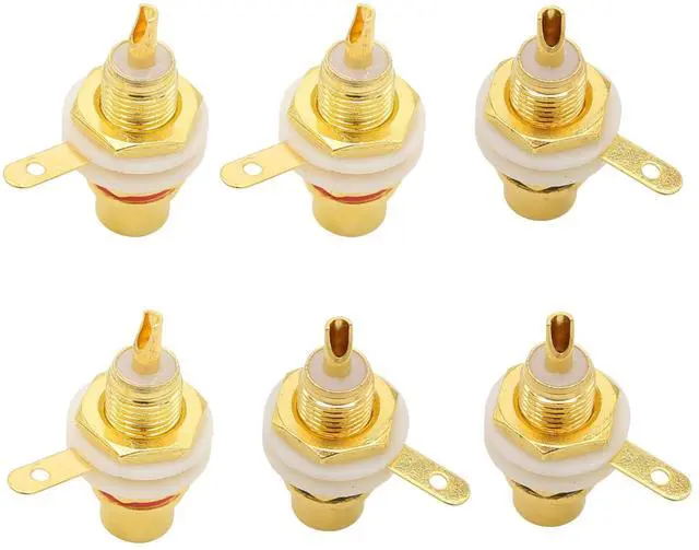 Main image of _Mega Brand  Audio Terminal Jack Gold Plated 6-Pack RCA Panel Mount Plug Audio Socket Connector for Amplifier