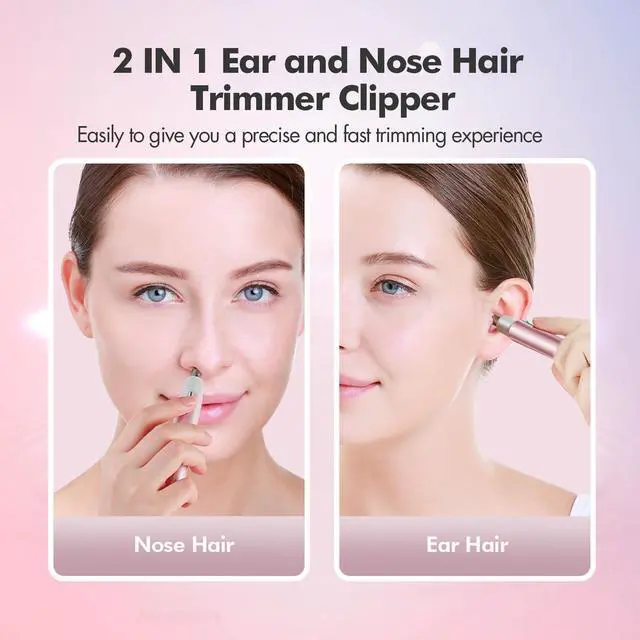 Alt view image 2 of 7 - _Mega Brand Electric Ear and Nose Hair Trimmer for Women, Pink Mini Painless Shaver, Hypoallergenic Round Tip, Travel Friendly and Easy Clean