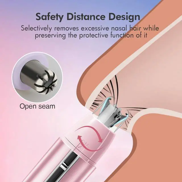 Alt view image 4 of 7 - _Mega Brand Electric Ear and Nose Hair Trimmer for Women, Pink Mini Painless Shaver, Hypoallergenic Round Tip, Travel Friendly and Easy Clean