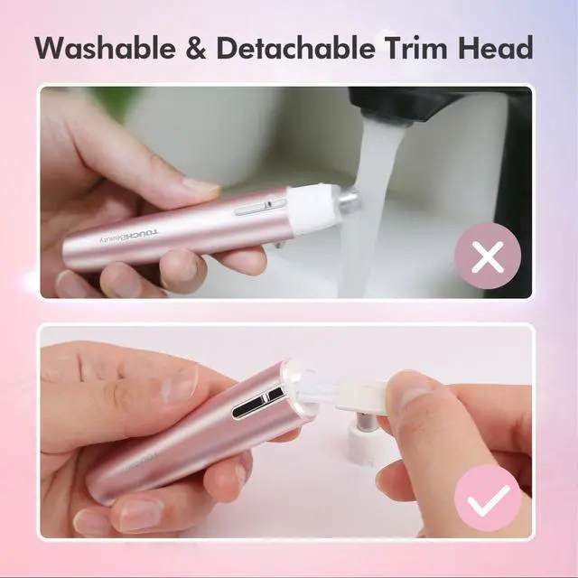 Alt view image 6 of 7 - _Mega Brand Electric Ear and Nose Hair Trimmer for Women, Pink Mini Painless Shaver, Hypoallergenic Round Tip, Travel Friendly and Easy Clean