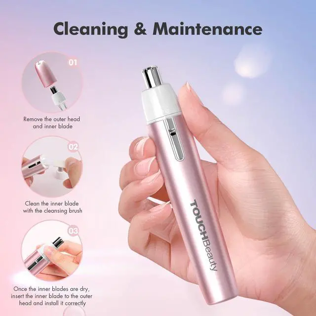 Alt view image 5 of 7 - _Mega Brand Electric Ear and Nose Hair Trimmer for Women, Pink Mini Painless Shaver, Hypoallergenic Round Tip, Travel Friendly and Easy Clean