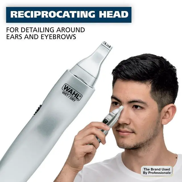 Alt view image 3 of 7 - Mens Nose Hair Trimmer, for Eyebrows, Neckline, Nose & Ear Hair, Precision Detail Trimming with Interchangeable Heads, Battery Included - Model 5545-400