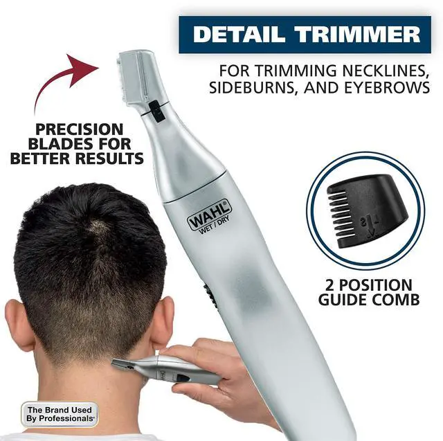 Alt view image 2 of 7 - Mens Nose Hair Trimmer, for Eyebrows, Neckline, Nose & Ear Hair, Precision Detail Trimming with Interchangeable Heads, Battery Included - Model 5545-400