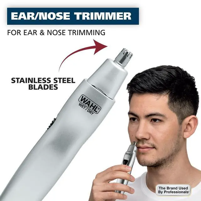 Alt view image 4 of 7 - Mens Nose Hair Trimmer, for Eyebrows, Neckline, Nose & Ear Hair, Precision Detail Trimming with Interchangeable Heads, Battery Included - Model 5545-400