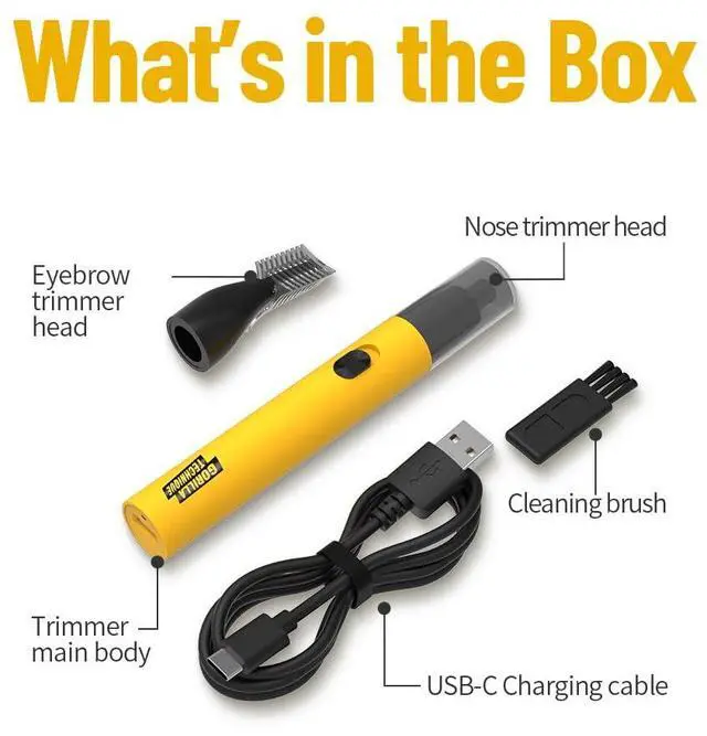 Alt view image 6 of 7 - _Mega Brand Gorilla Technique Nose Ear Hair Trimmer for Men, Rechargeable 2-in-1 Trimmer for Nose Ear Eyebrow Hair Removal, No Pull No Snag Grooming with High-Speed 10,000rpm Motor, 2 Heads