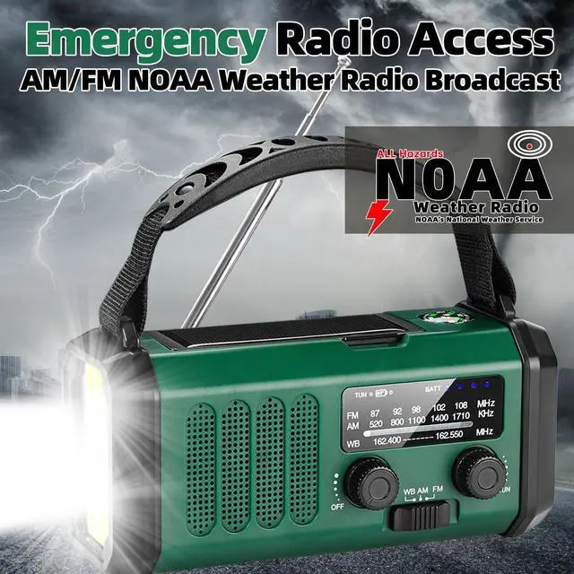 Alt view image 4 of 7 - _Mega Brand Hand Crank Emergency Radio,37000mWhSolar Powered Hand Crank Portable NOAA AM FM Weather Radio with 3Mode Flashlight and Reading Light,Cell Phone Charger,Home and Emergency Distress Signal
