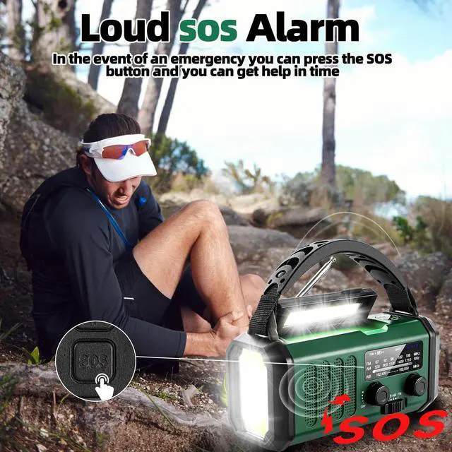 Alt view image 6 of 7 - _Mega Brand Hand Crank Emergency Radio,37000mWhSolar Powered Hand Crank Portable NOAA AM FM Weather Radio with 3Mode Flashlight and Reading Light,Cell Phone Charger,Home and Emergency Distress Signal