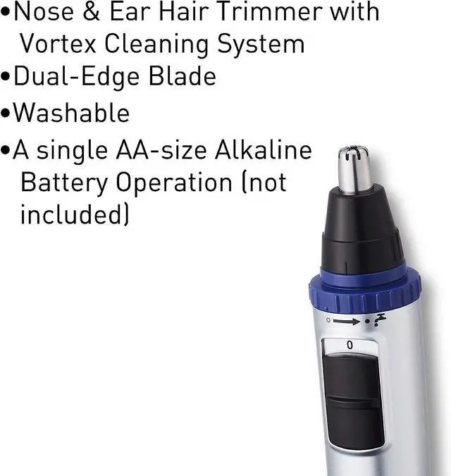 Alt view image 3 of 7 - _Mega Brand ER-GN30-K Nose, Ear n Facial Hair Trimmer Wet/Dry with Vortex Cleaning System, Black