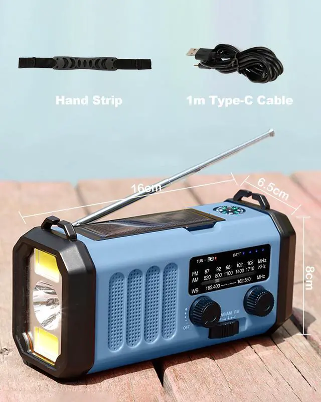 Alt view image 7 of 7 - _Mega Brand 13000mAh Emergency Radio with NOAA Weather Alert, Portable Solar Hand Crank AM/FM Radio for Survival, Rechargeable Battery Powered, USB Charger, Flashlight, Reading Lamp, for Home Outdoor