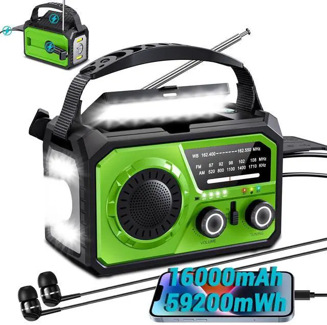 Main image of _Mega Brand Solar Crank Emergency Radio - Wireless NOAA AM/FM Weather Radio with USB-C/Type-C Charging, 3-Light Modes, SOS Alarm, Compass & Power Bank for Camping Survival Outdoor Emergencies