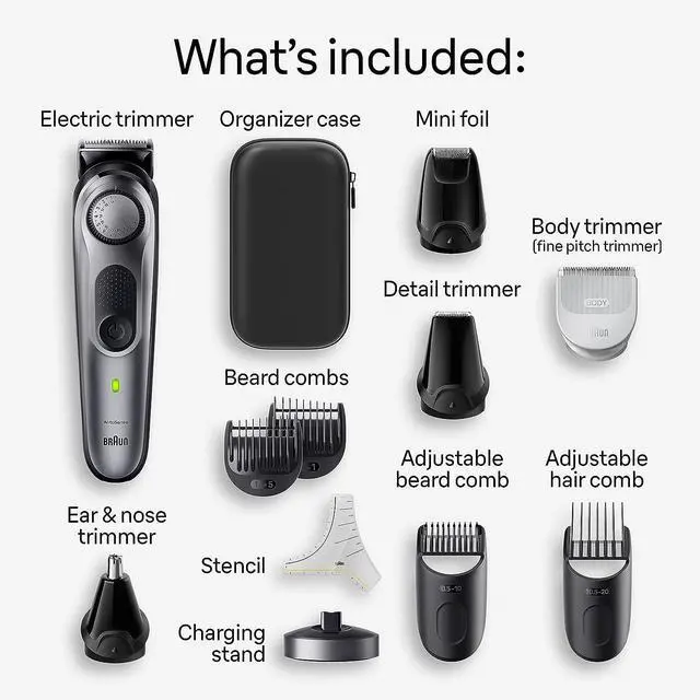 Alt view image 2 of 7 - _Mega Brand All-in-One Men's Shaving Kit Series 7 7420, 11-in-1 Beard, Face, Nose, Ear Trimmer, Hair Clippers, Body Groomer and Manscaping
