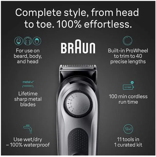 Alt view image 3 of 7 - _Mega Brand All-in-One Men's Shaving Kit Series 7 7420, 11-in-1 Beard, Face, Nose, Ear Trimmer, Hair Clippers, Body Groomer and Manscaping