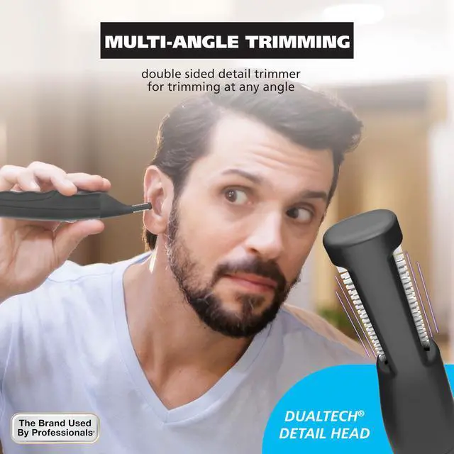 Alt view image 4 of 7 - _Mega Brand Pro Series® Rechargeable Eyebrow, Ear & Nose Hair Trimmer for Men  Painless DualTech® Eyebrow Trimmer & Facial Hair Removal Device  Model 3025656