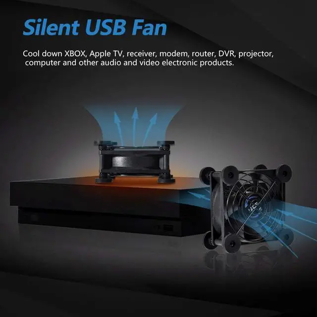 Alt view image 2 of 7 - _Mega Brand Quiet 80mm USB Fan, 5V USB Portable Cooling Fan for Flat Panel Xbox DVR PlayStation Router TV Receiver Computer Cabinet Cooler