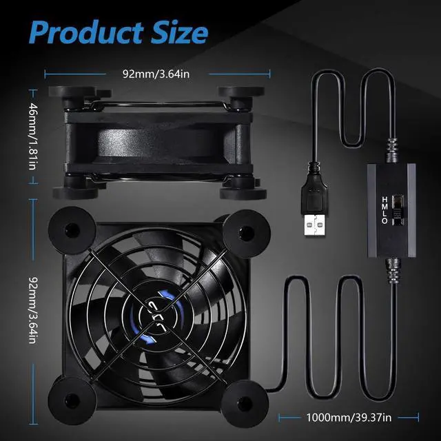 Alt view image 3 of 7 - _Mega Brand Quiet 80mm USB Fan, 5V USB Portable Cooling Fan for Flat Panel Xbox DVR PlayStation Router TV Receiver Computer Cabinet Cooler
