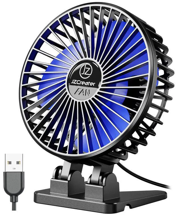 Main image of _Mega Brand USB Desk Fan, Mini Portable Fans, 3 Speeds Desktop Table Cooling Fan, Plug in Power, Rotation Strong Wind, Quiet Personal Small for Home Office Travel Bedroom, Black Blue