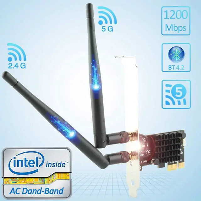 Alt view image 2 of 7 - Ubit AC1200 PCIe WiFi Card for PC with BT 4.2 | Dual Band Wireless Network Adapter WiFi Card with Heat Sink Technology | for Gaming, Browsing, Streaming etc