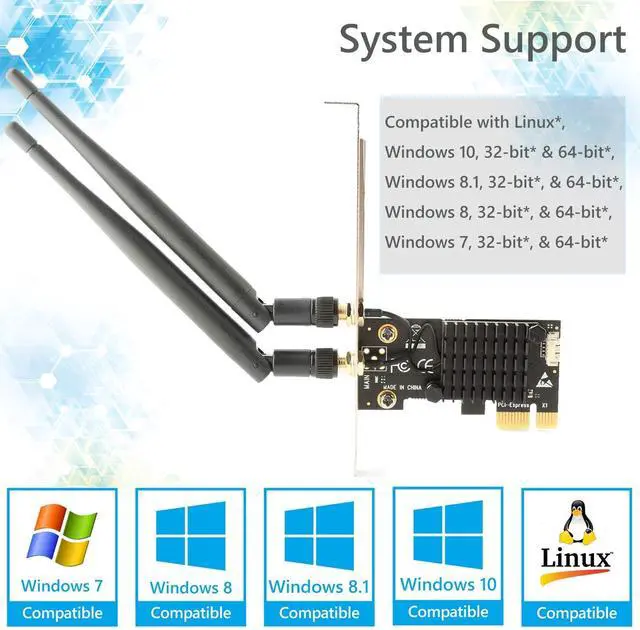Alt view image 5 of 7 - Ubit AC1200 PCIe WiFi Card for PC with BT 4.2 | Dual Band Wireless Network Adapter WiFi Card with Heat Sink Technology | for Gaming, Browsing, Streaming etc