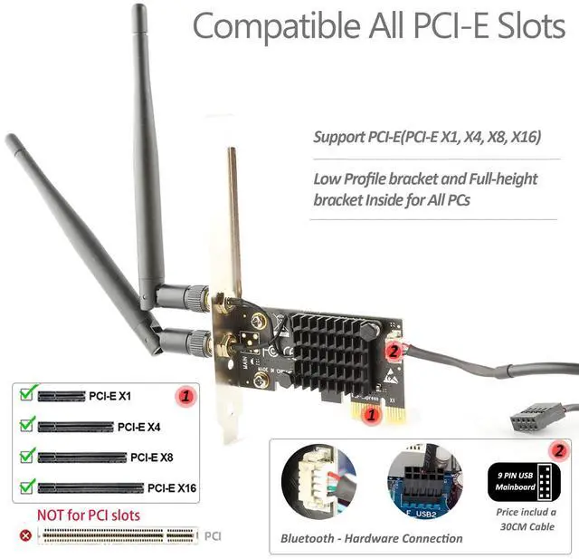 Alt view image 6 of 7 - Ubit AC1200 PCIe WiFi Card for PC with BT 4.2 | Dual Band Wireless Network Adapter WiFi Card with Heat Sink Technology | for Gaming, Browsing, Streaming etc