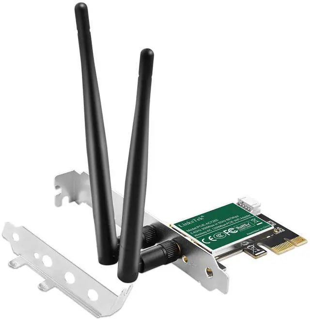 Main image of LinksTek Wireless-AC 1200Mbps (2.4GHz 300Mbps and 5GHz 867Mbps) PCIE WiFi Adapter, PCIE WiFi Card, Intel Wireless-AC 7265 Network Adapter for Windows 11,10, 8.x, 7 (32/64bit) Desktop PCs (PCIE-AC7265)