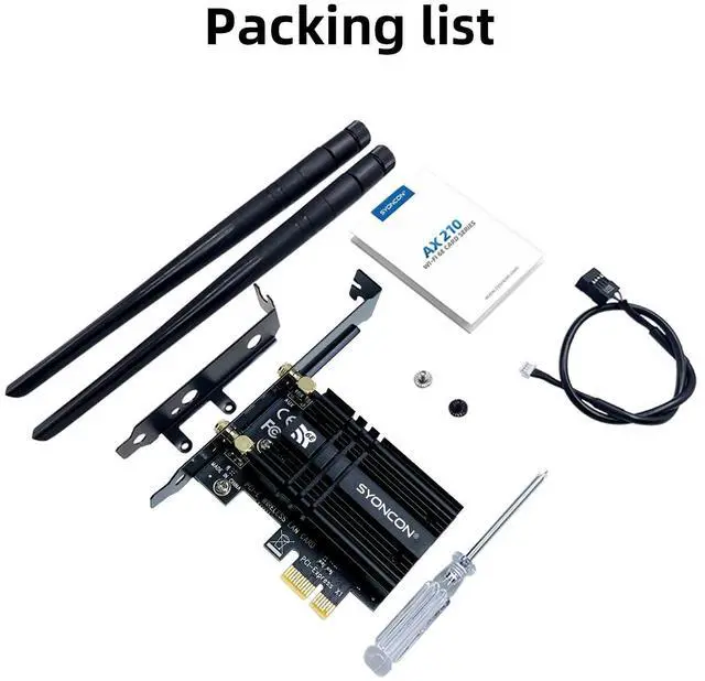 Alt view image 7 of 7 - SYONCON WiFi 6E AXE5400 PCIe WiFi Card Intel AX210 Chipset with Bluetooth 5.3 Adapter Tri-Band 2.4G/5G/6GHz 5374Mbps PCI Express Wireless Network Card for Desktop PC Windows 10/11 (Black)