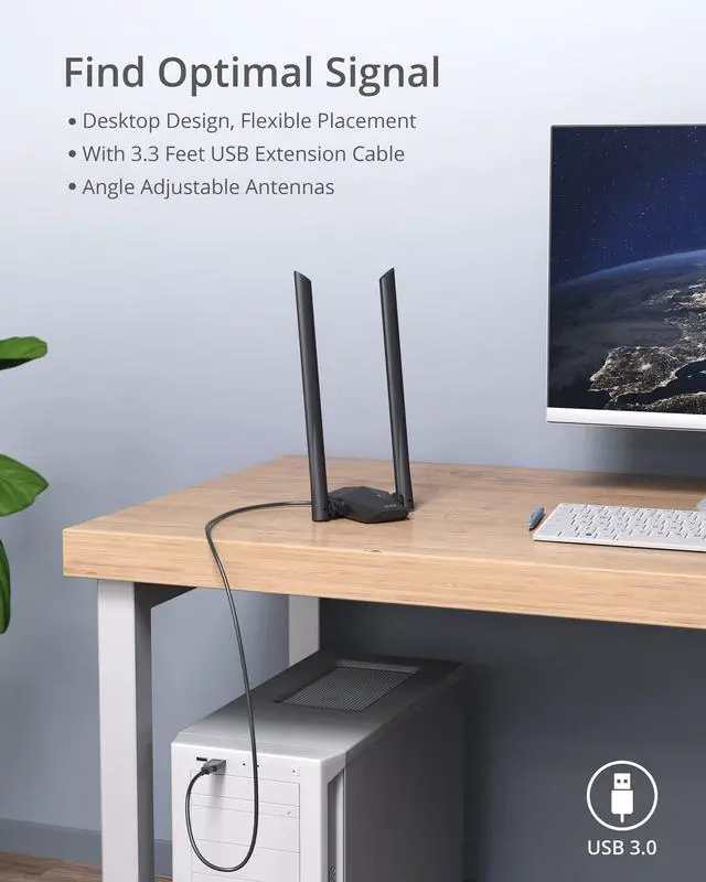 Alt view image 5 of 7 - _Mega BranUSB WiFi 6 Adapter AX1800 Long Range WiFi USB Adapter for PC Laptop Desktop 5GHz/1201Mbps + 2.4GHz/574Mbps Wireless WiFi Dongle USB3.0 with 2x High Gain Wi-Fi Antennas for Windows 11/10 ONLY