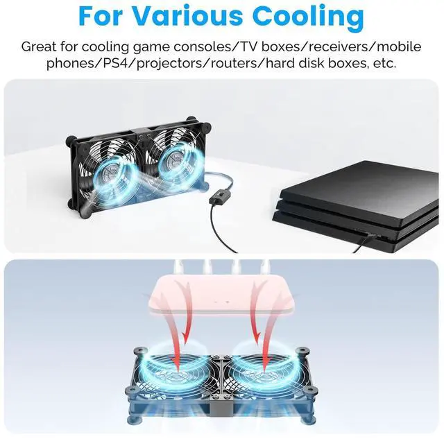 Alt view image 2 of 7 - _Mega Brand Dual USB Computer Cooling Fan High Speed 120mm Fan Adjustable 5V USB Port Heatsink Cooling Fan 12cm for Laptop Receiver DVR PlayStation Xbox Desk Computer Cabinet Cooling