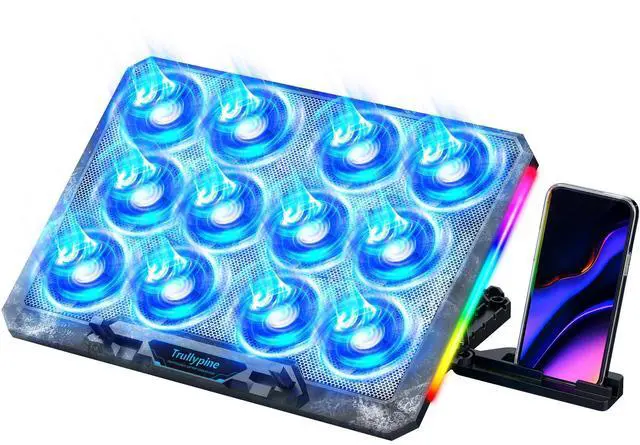 Main image of _Mega BrandLaptop Cooling Pad with 12 Quiet Fans, Slim Portable for 12-17.3 Inch Laptop Cooler Stand with 5 Height Adjustable, Ergonomic Gaming Cooling Fan Pad with Two USB Ports & Phone Holder (Gear)