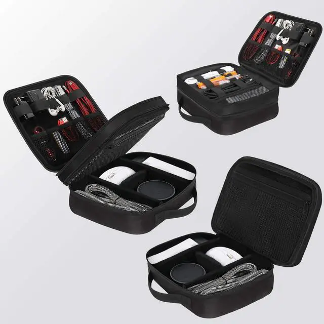 Alt view image 3 of 7 - _Mega Brand Electronics Organizer Travel Case, Water Resistant Cable Organizer Bag for Travel Essentials, Gifts for Men, Storage Bag for Camera Accessories, Phone, Cord & Tablet, Black