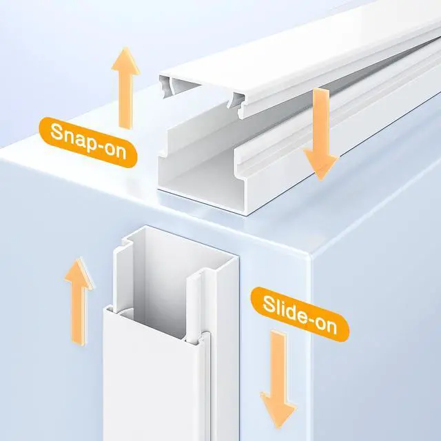 Alt view image 5 of 7 - Cord Hider, 157in Wire Covers for Cords on Wall, Premium Cable Hider Cord Covers for Wires, Cable Management Wire Hiders for TV, Cable Raceway Kit, W0.95 H0.55in, White