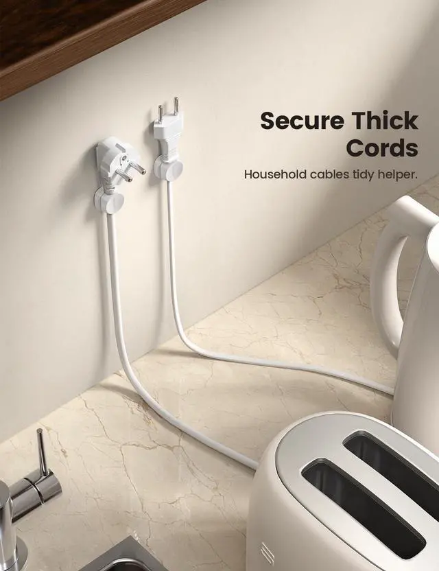 Alt view image 6 of 7 - _Mega Brand Spring Cable Management Clips - _Mega Brand Desk Cord Holder, Adhesive Cute Round Cable Clip, Phone Charger Wire Organizer Keeper for Nightstand Car Office Accessory, White