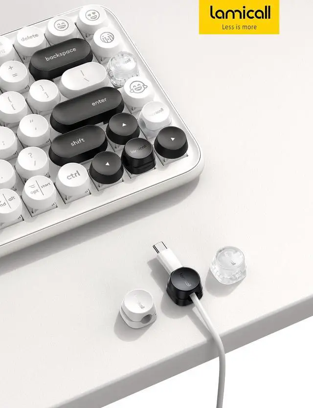 Alt view image 7 of 7 - _Mega Brand Spring Cable Management Clips - _Mega Brand Desk Cord Holder, Adhesive Cute Round Cable Clip, Phone Charger Wire Organizer Keeper for Nightstand Car Office Accessory, White