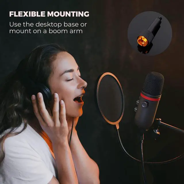 Alt view image 7 of 7 - _Mega Brand USB Microphone, Computer Condenser Gaming Mic for PC/Laptop/PS4/5, Headphone Output, Volume Control, USB Type C Plug and Play, LED Mute Button, for Streaming, Podcast, Studio Recording